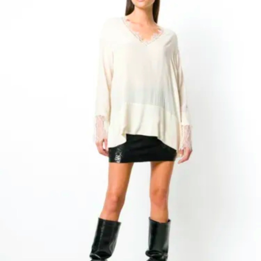 NWT Iro satin lace cream blouse vneck sz 40 Host pick 10/25!